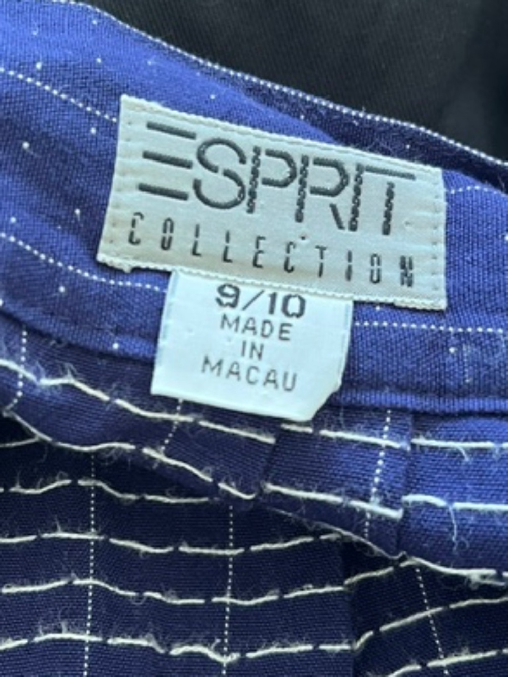 Vintage Esprit Navy Full Pleated with White Pinstripe Size 9/10 - Picture 4 of 6